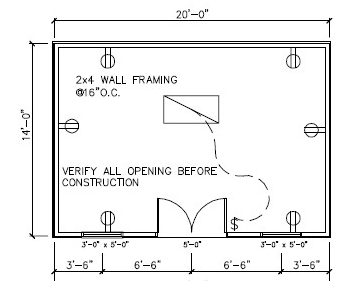 14'x20' Plans for a Cabana, Shed, Pool House or Backyard Cottage, Office, Shop or Studio