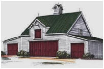 Carriage House Plans with Loft and Workbench Areas