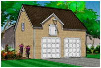 2-Car, Pole-Frame Country Garage with Loft