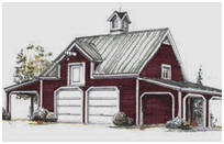 Pole-Barn Garage with Loft and Two Carports