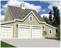 Coach House Style Three-Car Garage with Workshop