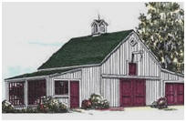 2-Car Pole-Frame Garage Plans with Loft and Potting Shed