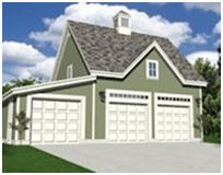 Three-Car Coach House Style Garage Blueprints