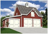 Three-Car Barn Style Carriage House Plans