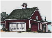 Pole-Barn for Vehicles with Loft and Two Carports