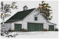 Pole-Frame Four-Car Carriage House Plans