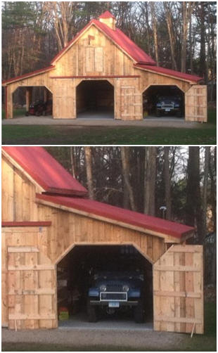 This Connecticut backyard barn is just one of dozens of different design that come with architect Don Berg's inexpensive Maple Barn, Garage and Workshop pole-frame construction plan set.