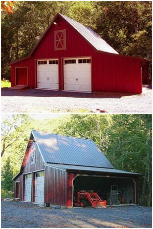 The Walnut Barn, Garage and Workshop plan set includes a 24'x24' main building with a loft. Drawings for a variety of shed-roof additions for either side or across the back let builders customize their structure to meet their needs. Prints are available for $59.00 at BackroadHome.net 